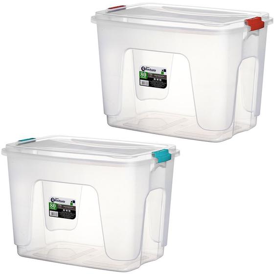 Caixa organizador / container retangular de plastico com trava colors 80l 65x45x45cm Menor preço em Caixa organizador / container retangular de plastico com trava colors 80l 65x45x45cm