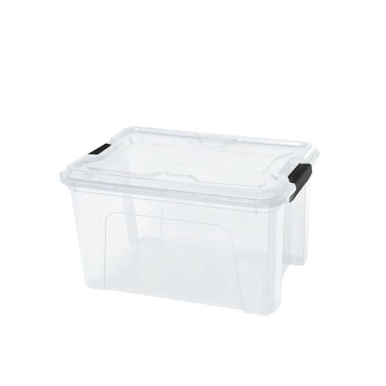 Imagem de Caixa Organizadora 20 Litros Com Trava, Guarda Brinquedos, Reforçada, Transparente