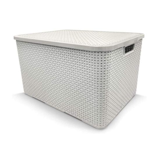Caixa Organizadora 40 Litros Branca Rattan Menor preço em Caixa Organizadora 40 Litros Branca Rattan