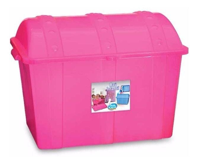 Imagem de Caixa Organizadora Bau Infantil Plastico Rosa Brinquedos - Usual Utilidades