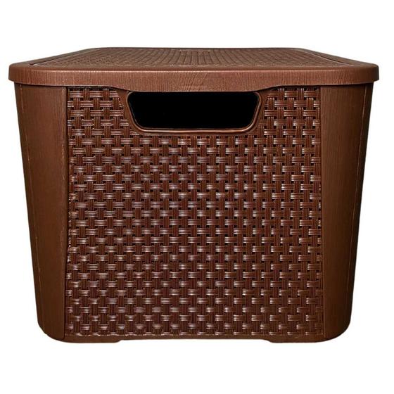 Caixa Organizadora Com Tampa Rattan Retangular 42L Multiuso Plástico Café Decoração - Baitashop Menor preço em Caixa Organizadora Com Tampa Rattan Retangular 42L Multiuso Plástico Café Decoração - Baitashop