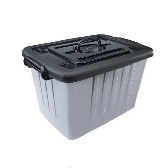 Caixa Organizadora Container De Plastico Cinza Com Tampa Menor preço em Caixa Organizadora Container De Plastico Cinza Com Tampa