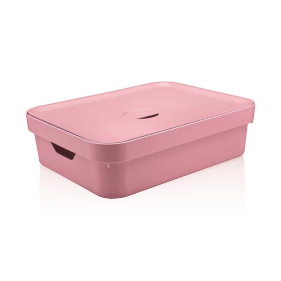 Caixa Organizadora Cube G Baixa Com Tampa Rosa Quartzo 16L - Ou Menor preço em Caixa Organizadora Cube G Baixa Com Tampa Rosa Quartzo 16L - Ou