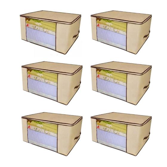 Imagem de Caixa organizadora de roupa de cama organiz em tnt com tampa e visor 60x45x30cm 6un