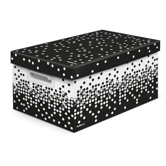 Imagem de Caixa Organizadora Decorada Dots Preta C/Vd Md 37X28X21Cm - GNA