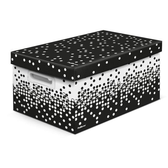 Imagem de Caixa Organizadora Decorada DOTS Preta MD 37X28X21CM. - Polibras