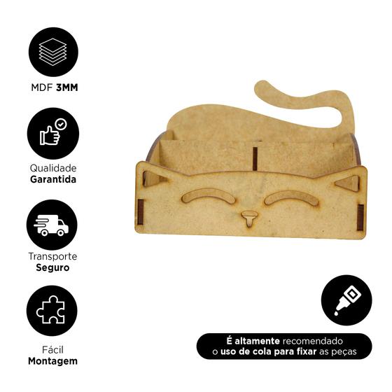 Imagem de Caixa Organizadora Gatinho Porta Treco Pet MDF 3mm