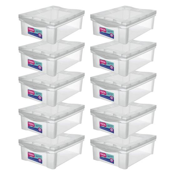 Imagem de Caixa Organizadora Multiuso Com Trava Cristal 13,5L - 10 Unid