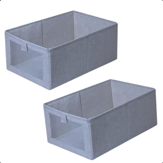 Imagem de Caixa Organizadora para Guarda Roupa Tecido Algodão Kit C/2