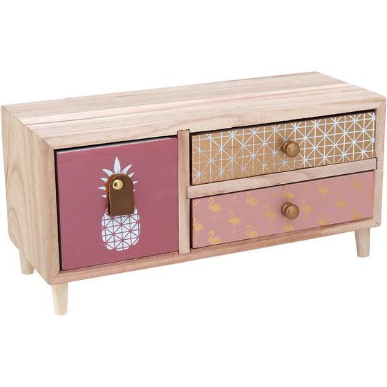 Imagem de Caixa Organizadora Penélope Com Gavetas Madeira Rosa Home&Co