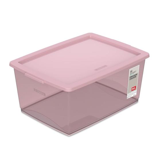 Imagem de Caixa Organizadora Plástica Rosé 30L My Closet Ordene