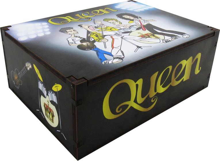 Imagem de Caixa Organizadora Porta Objetos Presente Decoração Banda Queen 23x17x9 cm MDF