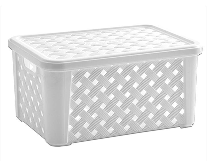 Imagem de Caixa Organizadora RATTAN 37 Litros C/Tampa 51x35x21cm Branca 711 Paramount