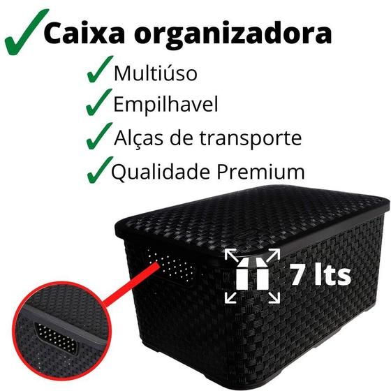Caixa Organizadora Rattan Brinquedo Roupa Suja Alimentos C/tampa 7 LITROS Menor preço em Caixa Organizadora Rattan Brinquedo Roupa Suja Alimentos C/tampa 7 LITROS