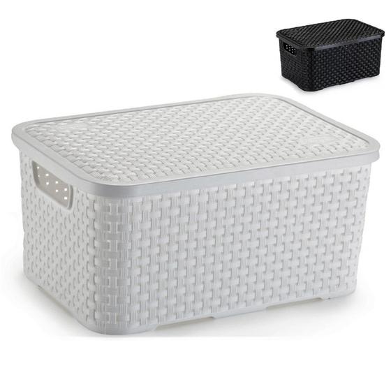 Caixa Organizadora Rattan Cesto Empilhável 27L Grande Menor preço em Caixa Organizadora Rattan Cesto Empilhável 27L Grande