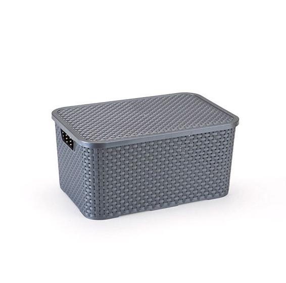 Imagem de Caixa Organizadora Rattan em Plástico Grafite 7L 29x19x14cm - Monte Líbano