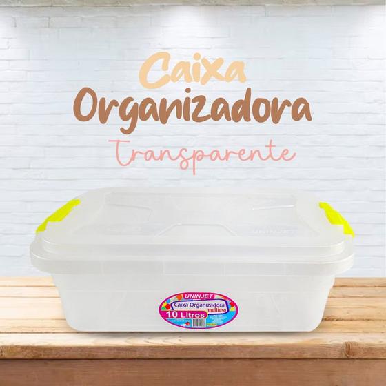 Imagem de Caixa Organizadora Transparente Multiuso 10 Litros Casa Closets Dispensas Deposito