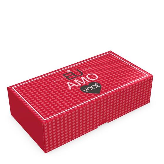 Imagem de CAIXA P/ 08 DOCES 4x16x8cm "AMO VOCÊ" PCT C/ 10 UNIDADES