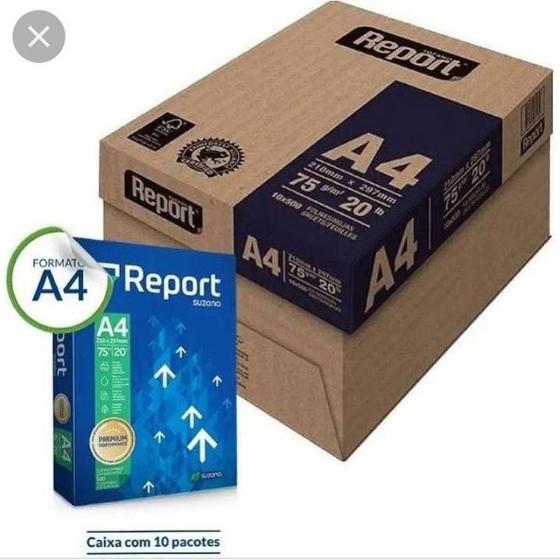 Caixa papel report c/10 pacotes com 500 folhas Menor preço em Caixa papel report c/10 pacotes com 500 folhas