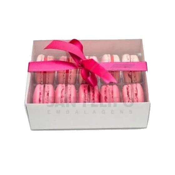 Imagem de Caixa para 10 Macarons com Berço Ref. M10BCB Branco - 1 Unid