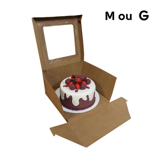 Imagem de Caixa para Doces Bolos e Panetones tipo Practice com Visor - Kraft - 1 unidade - Ideia - Rizzo
