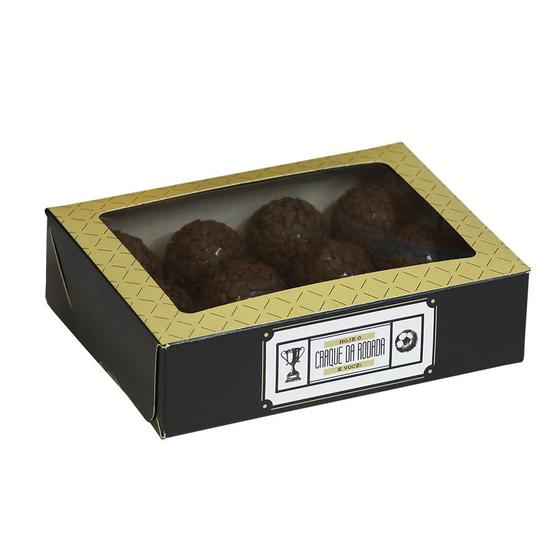 Imagem de Caixa para Doces tipo Practice com Visor Preto e Bege com Visor - "Craque da Rodada" - 12 doces - 10 unidades - Ideia -