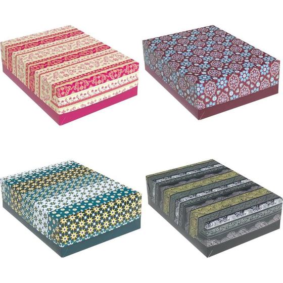 Imagem de Caixa para Presente com Tampa Grande 35X25,5X7,5CM Arabesco Pacote com 12