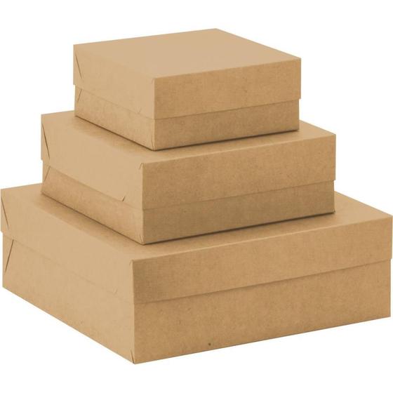 Imagem de Caixa para Presente com Tampa KRAFT Grande 28X28X10CM Pacote com 10