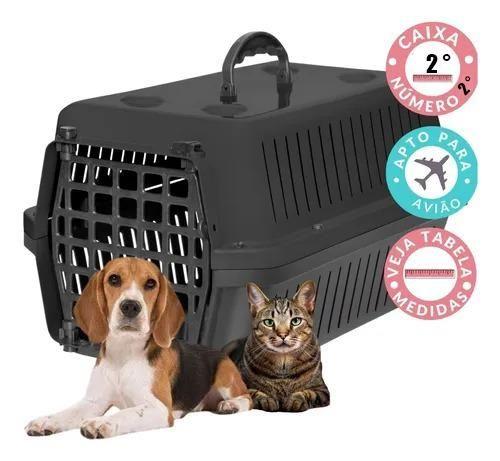 Imagem de Caixa para transporte numero 2 animais gato cachorro coelho viagem carro passeio seguro resistente (preto)