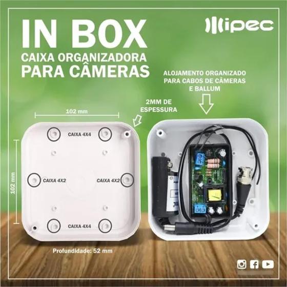 Caixa Plástica Organizadora In Box p/ Câmeras- Cftv Ipec Branca Menor preço em Caixa Plástica Organizadora In Box p/ Câmeras- Cftv Ipec Branca