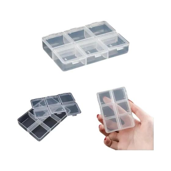 Imagem de Caixa Plástica Transparente para Jóias - Compartimento Ajustável para Miçangas e Brincos