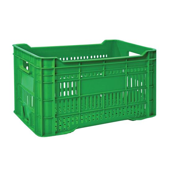 Imagem de Caixa Plástica Verde Vazada Empilhável para Mercado e Hortifruti Arqplast