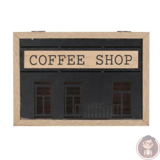 Imagem de Caixa Porta Cápsulas de Café:  Coffe Shop, 6 divisórias MDF e Metal epoxi Preto. TUUT