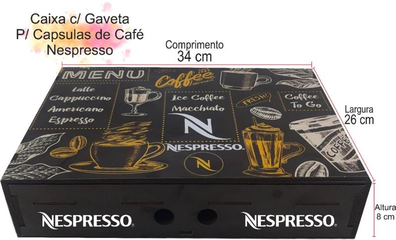 Imagem de Caixa porta capsulas de café nespresso com gaveta