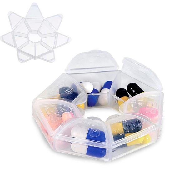 Imagem de Caixa porta comprimido semanal organizador para medicamento com 7 compartimentos cápsulas remédios