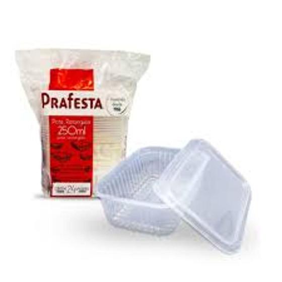 Imagem de Caixa pote Retangular 250ml 144 potes 06x24 freezer e microondas Prafesta