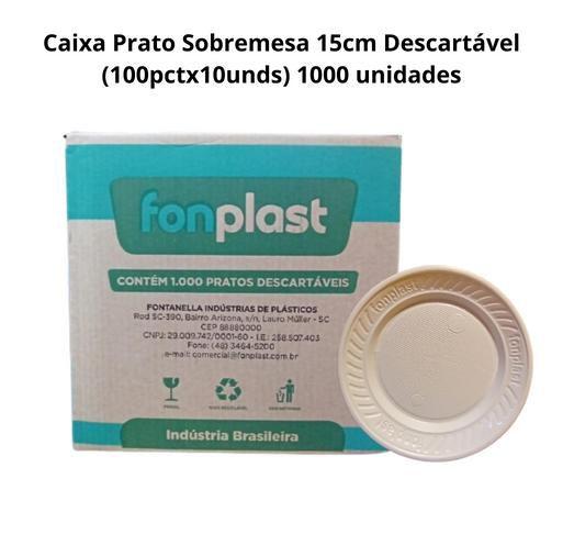 Imagem de Caixa Prato Branco Sobremesa 15cm c/ 100pct x 10unid (1.000 unids) descartável - Fonplast