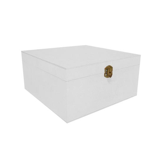 Imagem de Caixa Quadrada com Dobradiça e Fecho Ouro Velho 20x20x10 Kit 20un Mdf Madeira Pintado