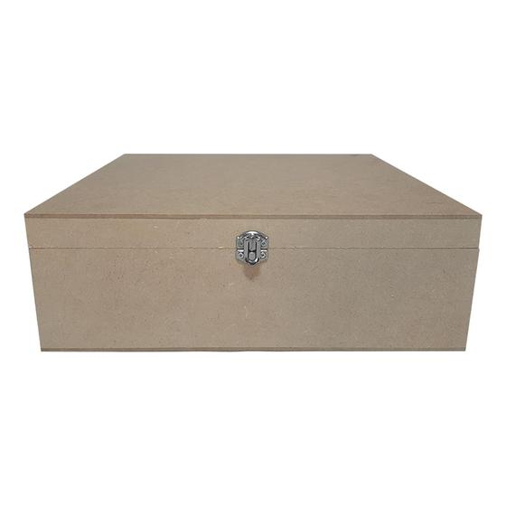 Imagem de Caixa Quadrada com Dobradiça e Fecho Personalizado 30x30x10 Kit 20un Mdf Madeira
