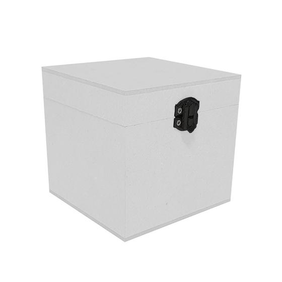 Imagem de Caixa Quadrada com Dobradiça e Fecho Preto 10x10x10 Kit 20un Mdf Madeira Pintado