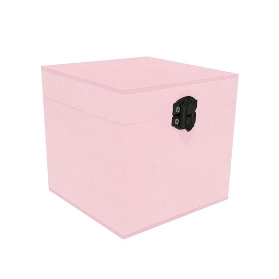 Imagem de Caixa Quadrada com Dobradiça e Fecho Preto 10x10x10 Kit 20un Mdf Madeira Pintado