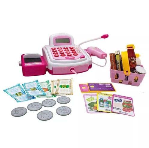 Imagem de Caixa Registradora Infantil Rosa c/ Luz e Som - DM Toys -