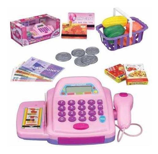 Caixa Registradora Infantil Rosa Claro Com Luz E Som Menor preço em Caixa Registradora Infantil Rosa Claro Com Luz E Som