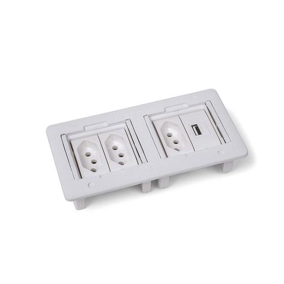 Imagem de Caixa regua retangular 3 tomadas 1 usb charger