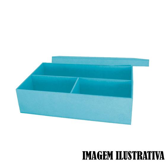 Imagem de Caixa Retangular com 3 Divisoria Tampa Sapato 25x16x6 Mdf Madeira Pintado