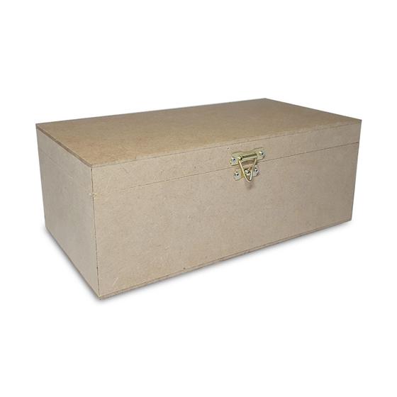 Imagem de Caixa Retangular com Dobradiça e Fecho 26x14x10 Mdf Madeira