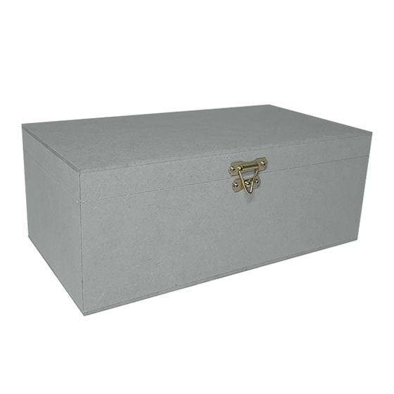 Imagem de Caixa Retangular com Dobradiça e Fecho 26x14x10 Mdf Madeira Pintado