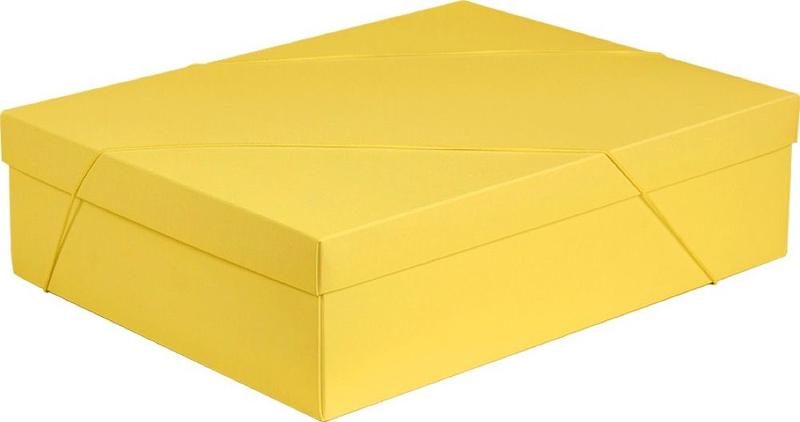 Imagem de Caixa Retangular Com Elástico P/ Presente (Cor: Amarela - Tamanho: G) - Contém 1 Unidade