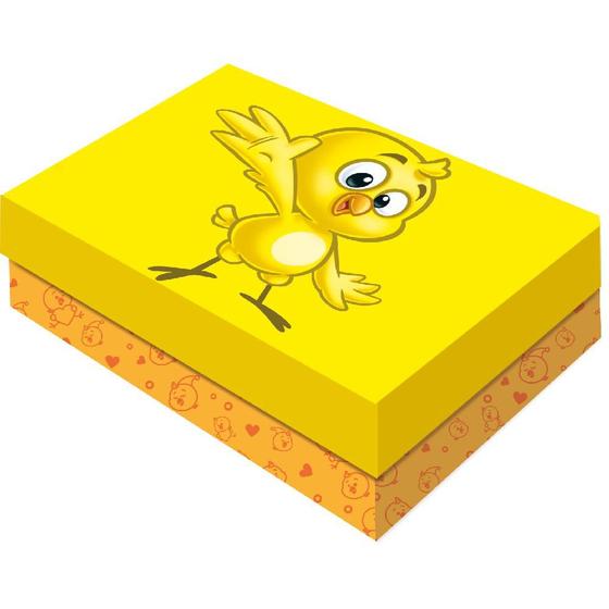 Imagem de Caixa Retangular Com Tampa para Presentes Tema Galinha Pintadinha - Pequena - Festcolor