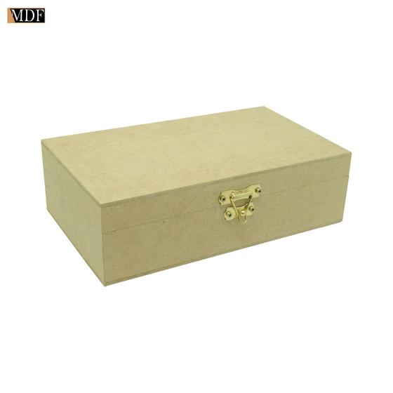 Imagem de Caixa Retangular Dobradiça e Fecho 14,5x9x6 Mdf Madeira